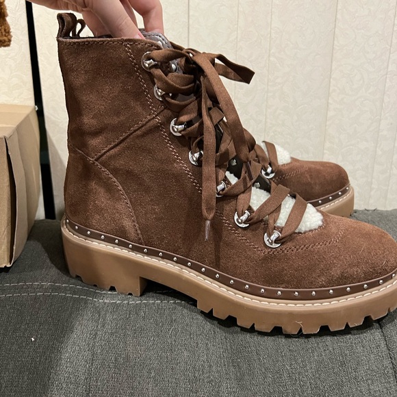 Sold NEW Steve Madden brown suede leather Sherpa boots - Picture 7 of 8